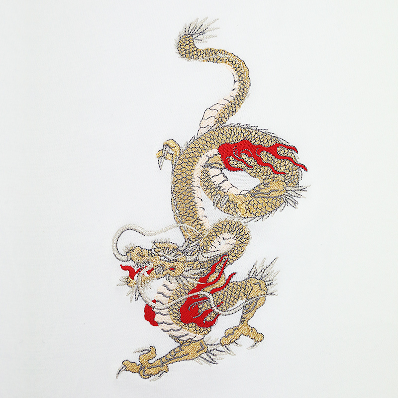 来迎龍(金龍) 刺繍 Tシャツ(ホワイト) | 和柄ショップ 雲慶｜伝統と